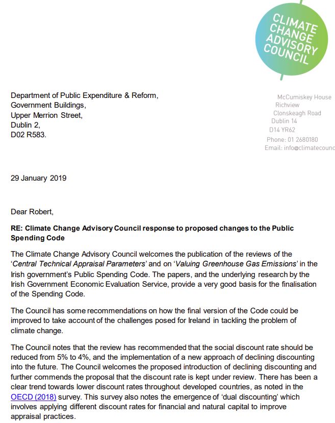 Council letter to Department of Public Expenditure and Reform on reviews of Public Spending Code